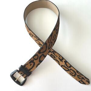 ANOTHER LINE, INC Leopard Print Belt Sz MED Black Buckle Calf Hair Upper